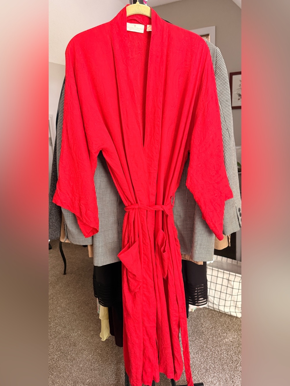 Victoria's Secret Bright Red Tie-Waist silk Robe